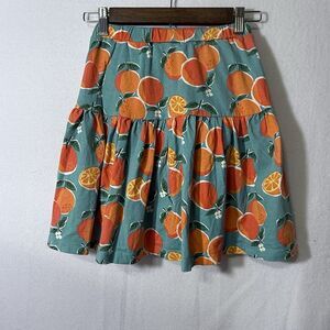 Mini Boden Teal Orange Novelty Print Tiered Skort Girls Size 8-9Y Preppy Artsy